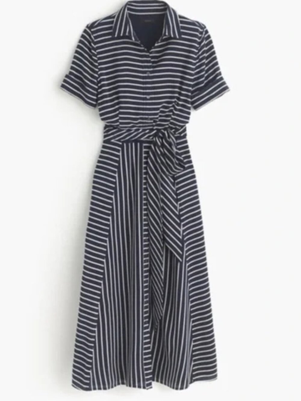J.Crew Navy Silk Striped Midi Dress